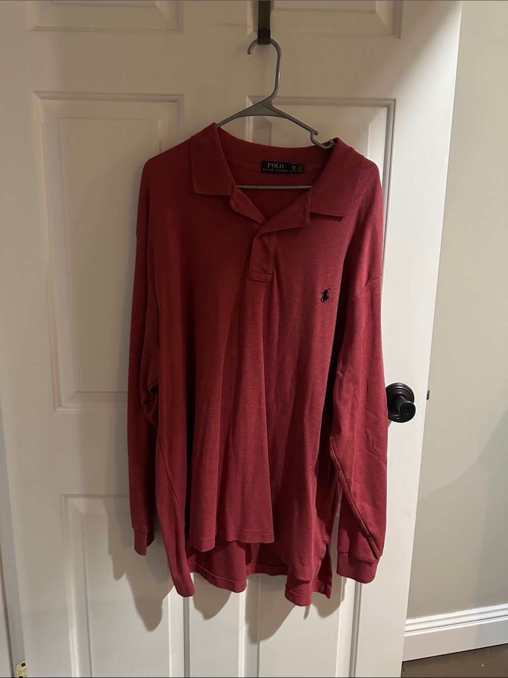 Polo by Ralph Lauren Long Sleeve Cotton Polo - Burgundy